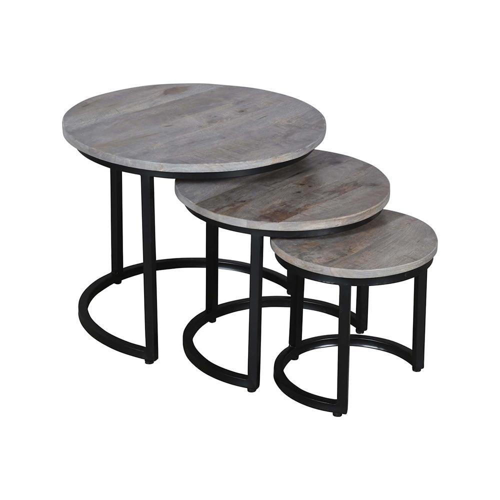 Antonio Stool Set Of 3 Grey - L55 X W55 X H45 - Furniture Castle