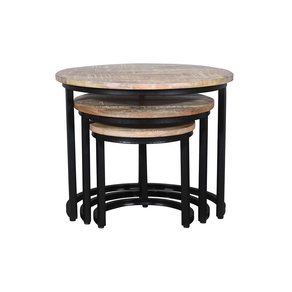 Antonio Stool Set Of 3 White Wash - L55 X W55 X H45 - Furniture Castle