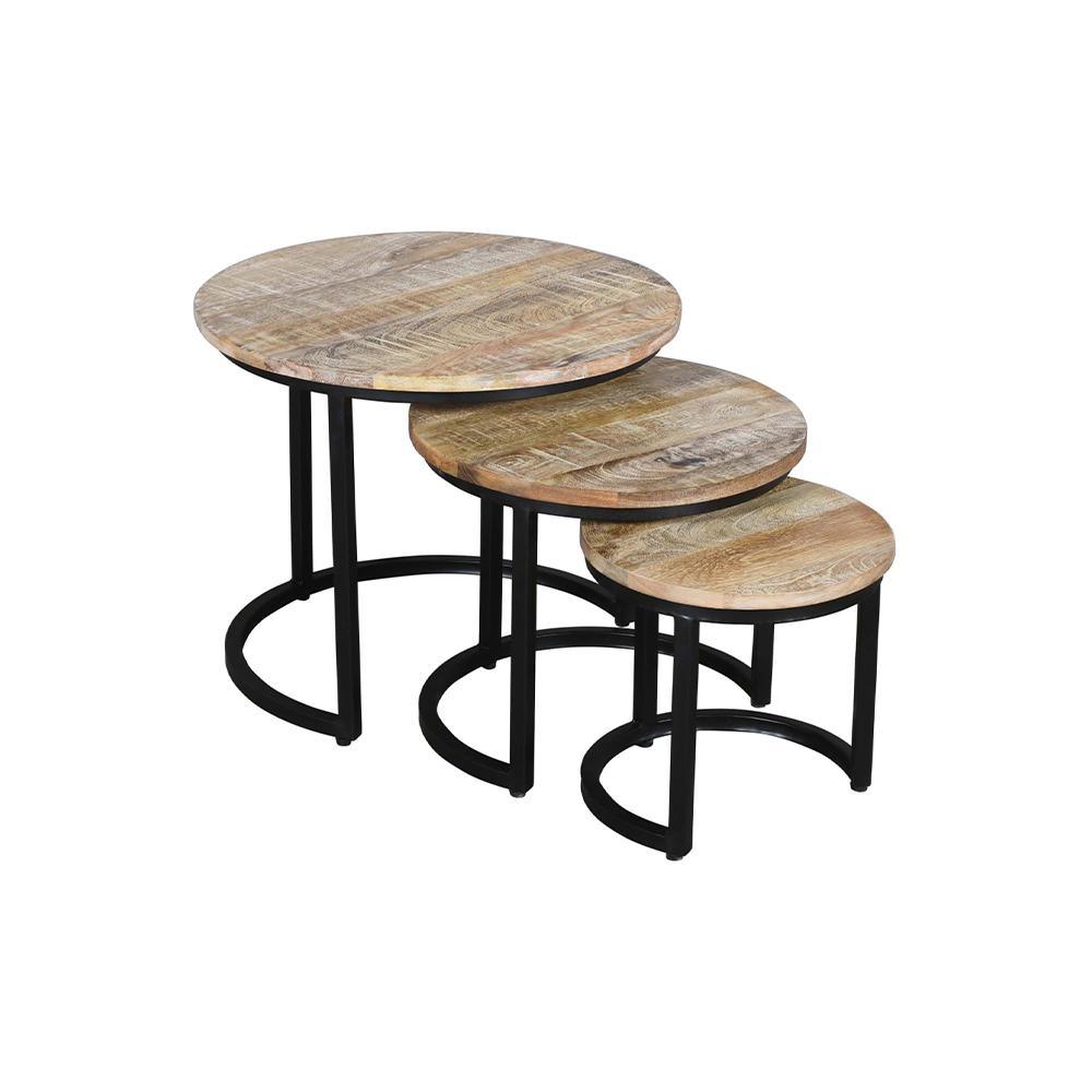 Antonio Stool Set Of 3 White Wash - L55 X W55 X H45 - Furniture Castle