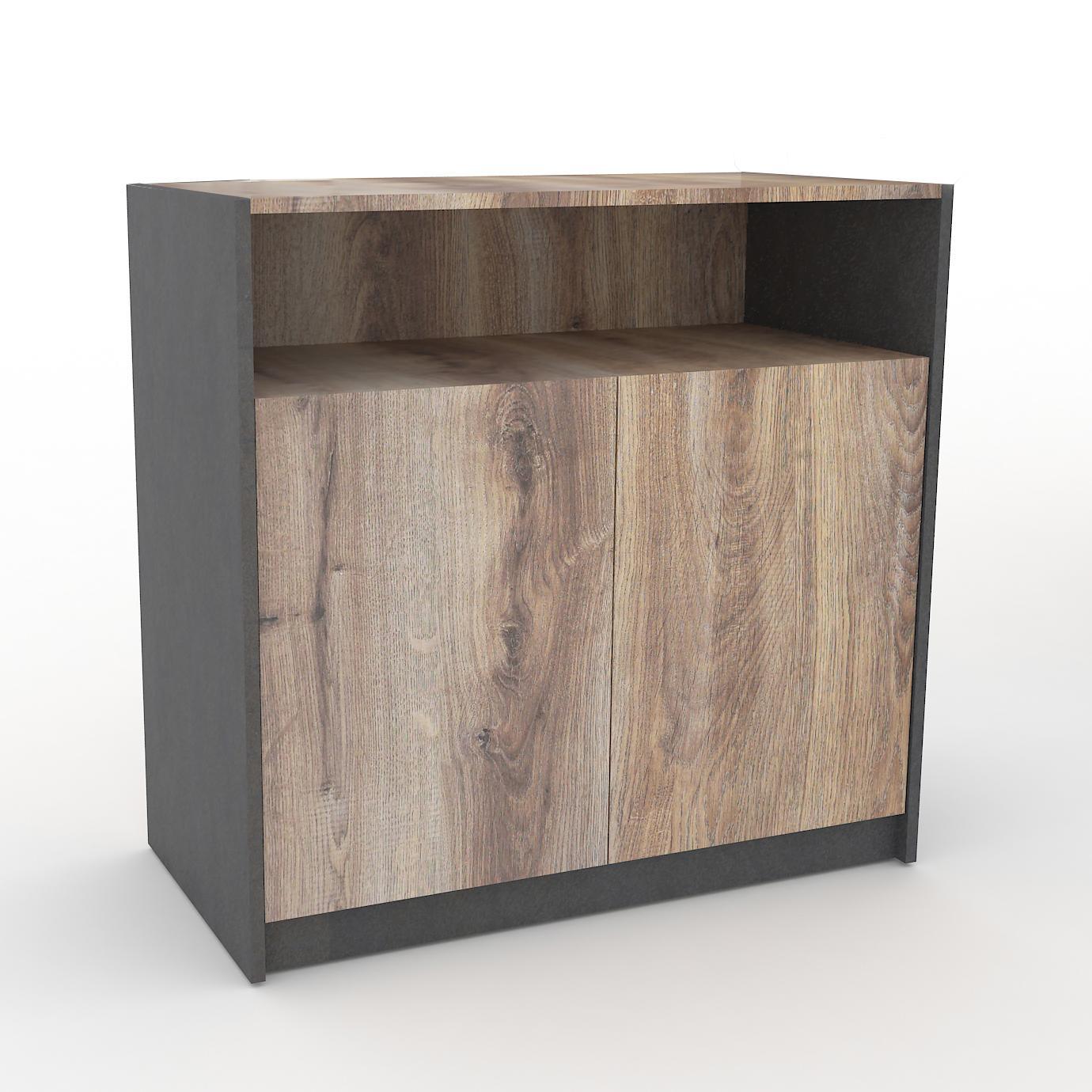 Arto Credenza Cabinet Small 80cm - Warm Oak & Black - Furniture Castle