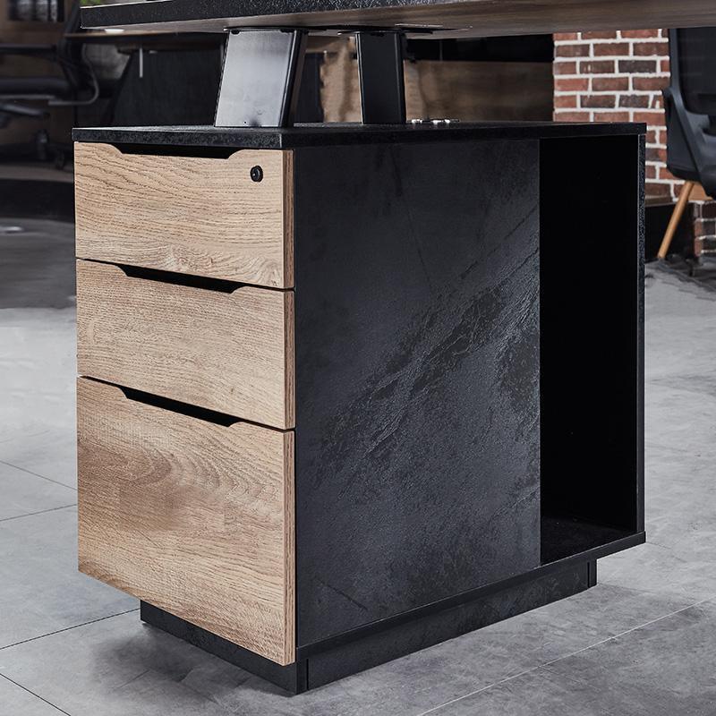 Arto Single Workstation with Right Cabinet 1.2M - Warm Oak & Black - Furniture Castle