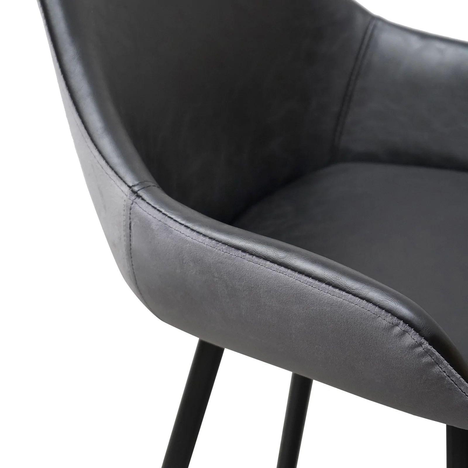 Astoria Bar Stools Black PU & Grey Velvet - Set of 2 - Furniture Castle