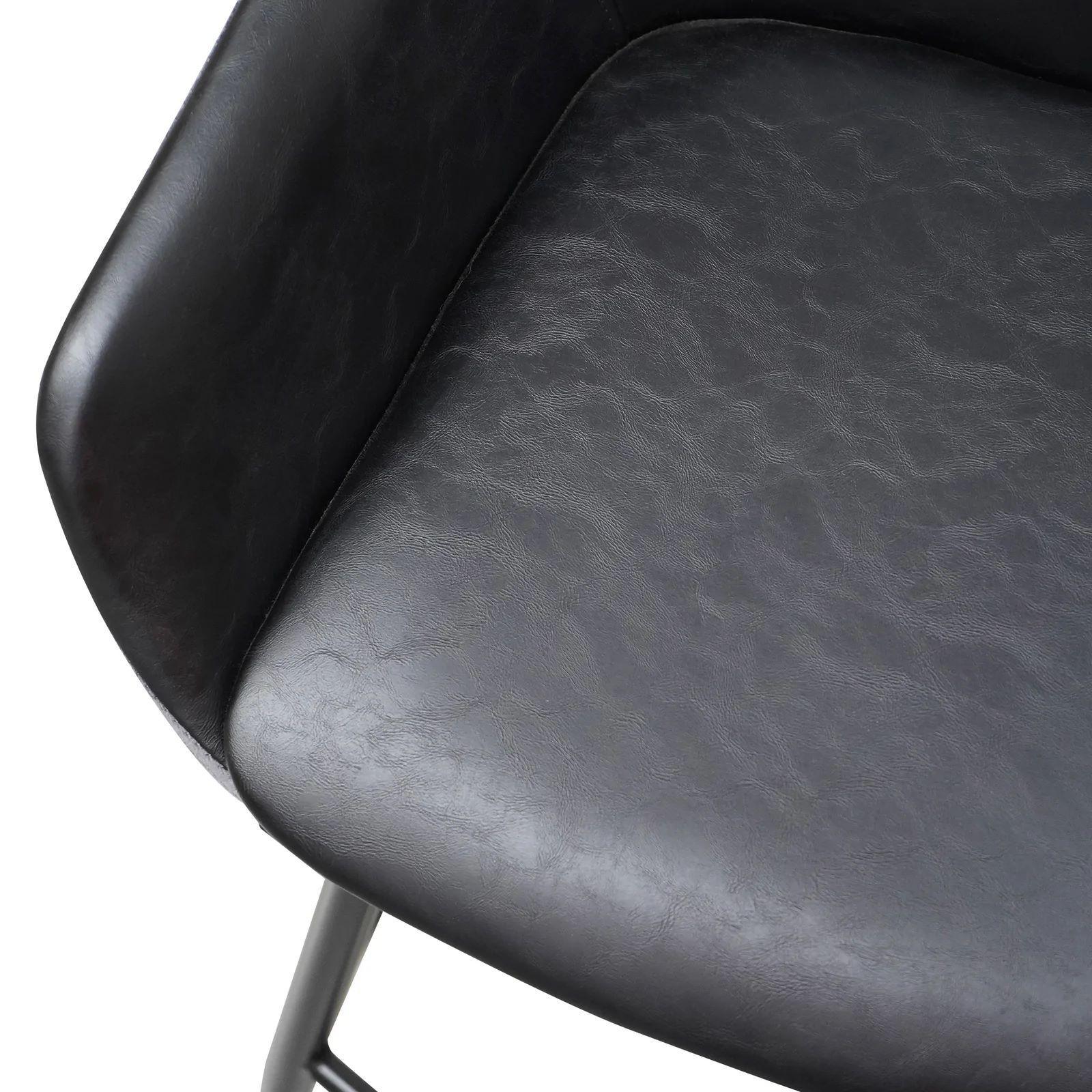 Astoria Bar Stools Black PU & Grey Velvet - Set of 2 - Furniture Castle