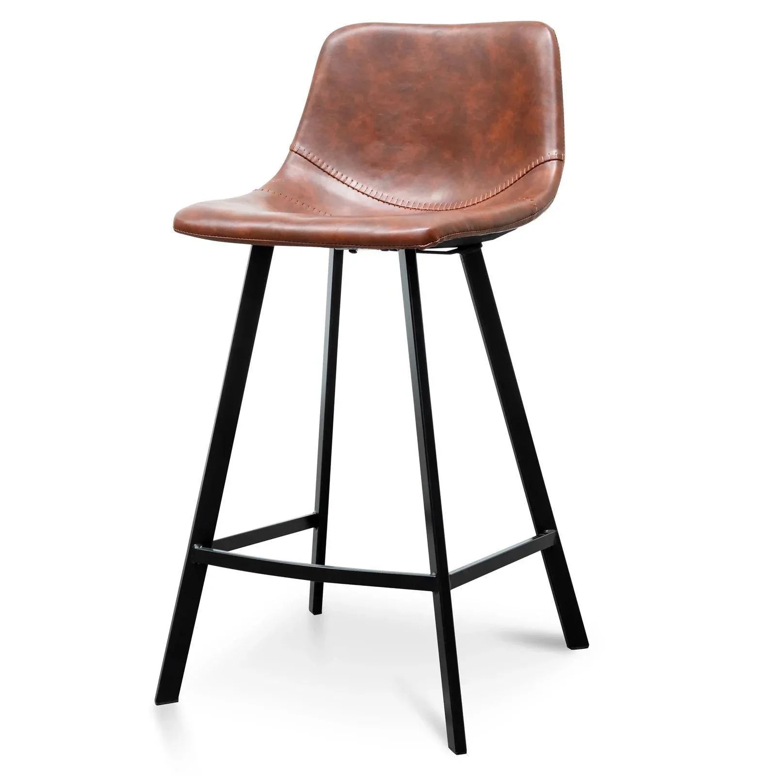 Astoria Bar Stools Cinnamon 65cm Brown PU Leather Set of 2 - Furniture Castle