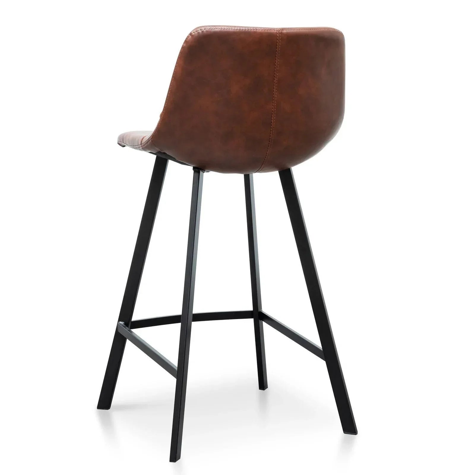 Astoria Bar Stools Cinnamon 65cm Brown PU Leather Set of 2 - Furniture Castle
