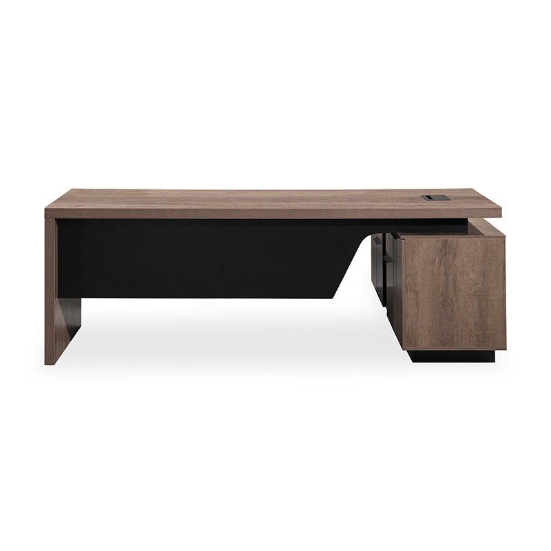 Balder Executive Desk with Left Return 1.8-2.0M - Warm Oak & Black - Furniture Castle