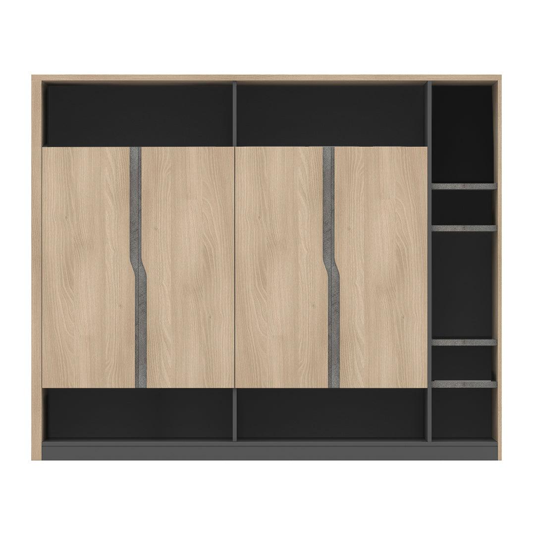 BAXTER Display Cabinet 190cm - Acacia & Carbon Grey - Furniture Castle