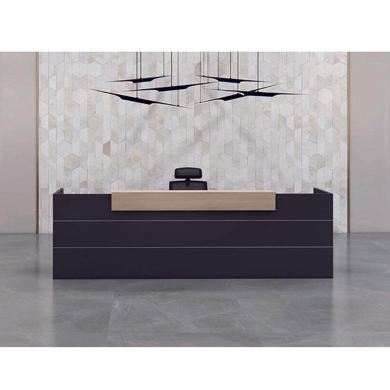 BELEN Reception Desk 2.4M - Acacia & Carbon Grey - Furniture Castle