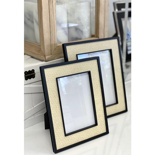 Black Rattan Look Frame 4x6 - Furniture Castle