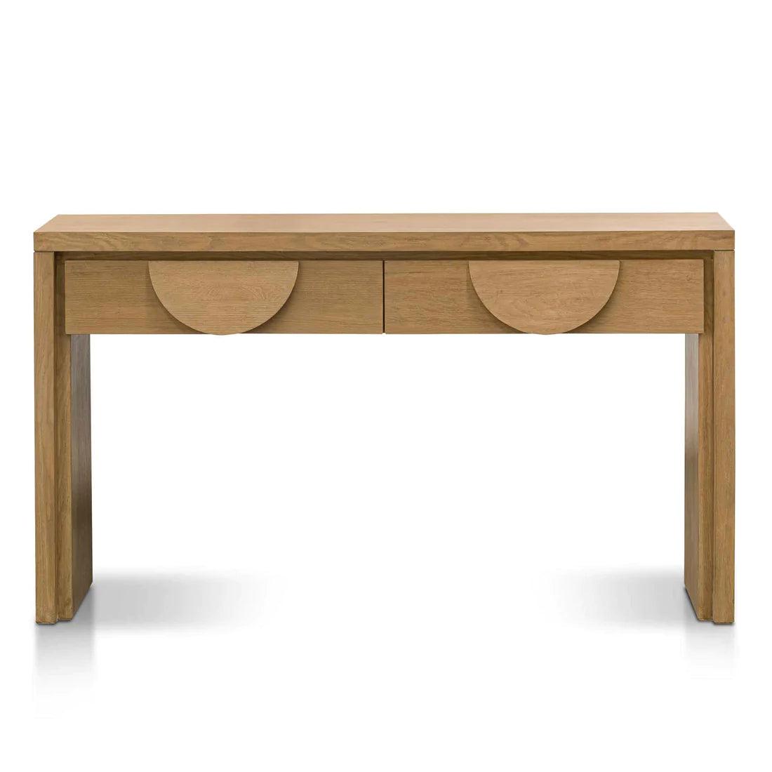 Blockie Twin Drawers 1.4m Console Table - Dusty Oak - Furniture Castle