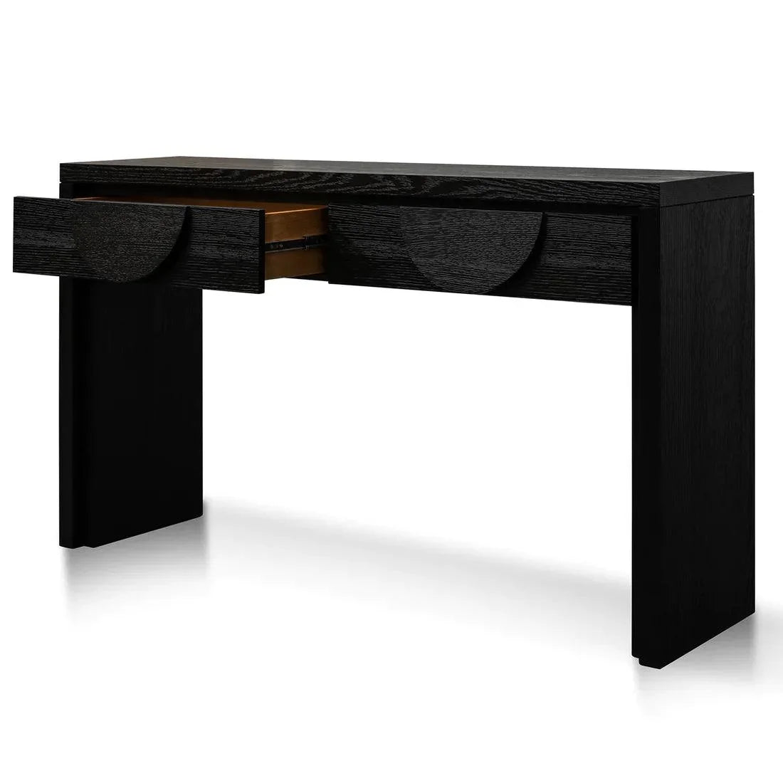 Blockie Twin Drawers 1.4m Console Table - Textured Espresso Black - Furniture Castle