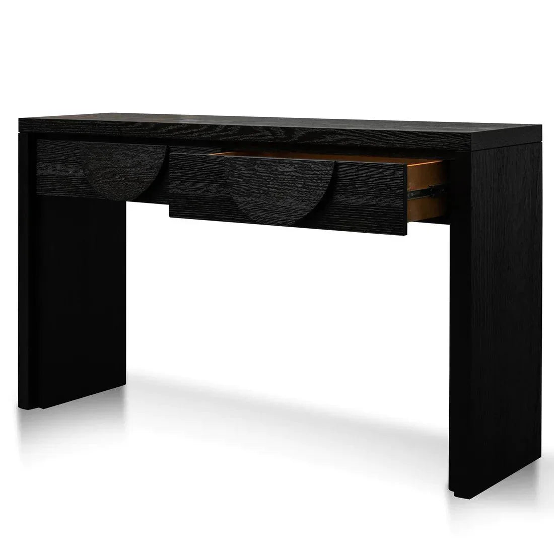 Blockie Twin Drawers 1.4m Console Table - Textured Espresso Black - Furniture Castle