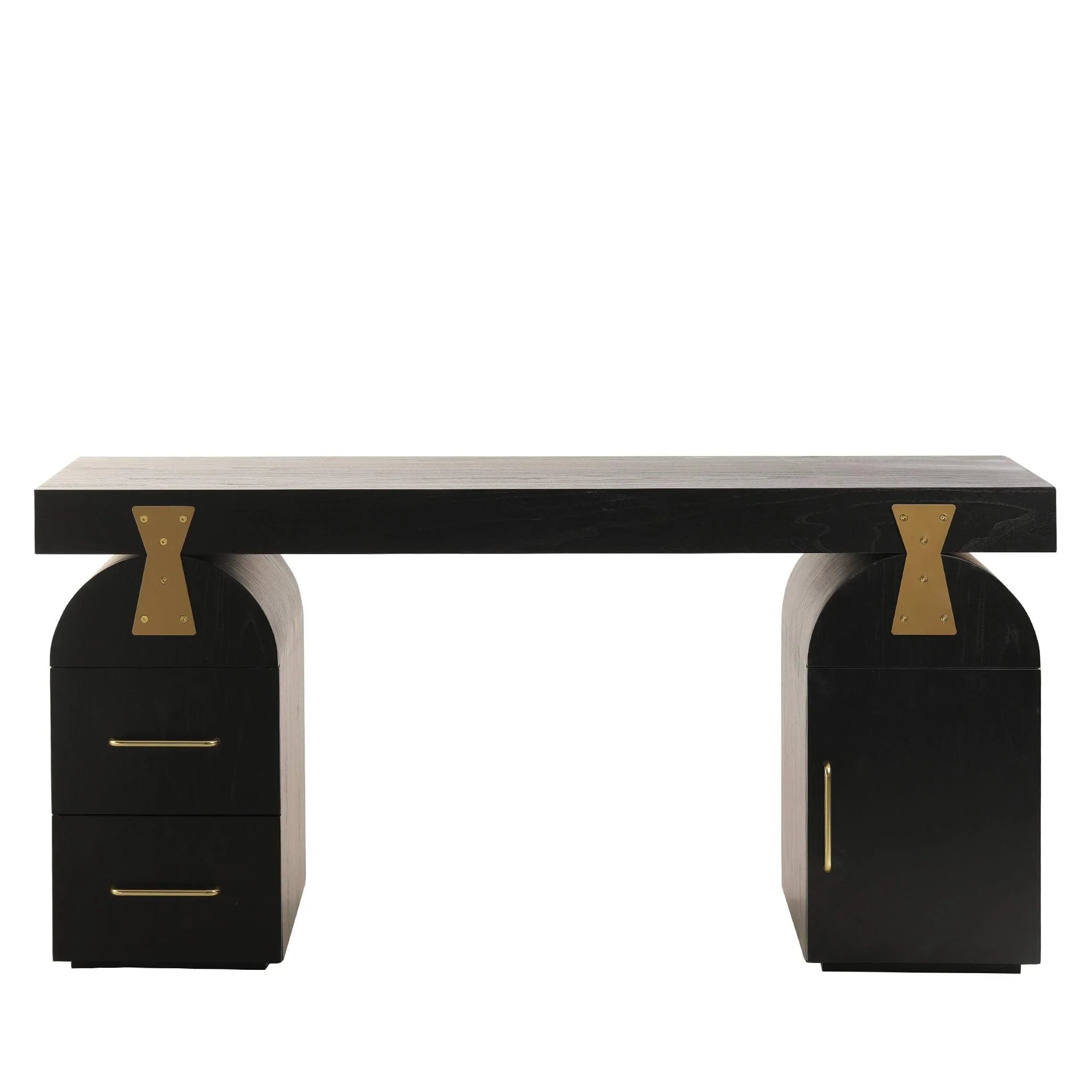 Broady 1.55m New Elm Home Office Desk - Full Black - Furniture Castle