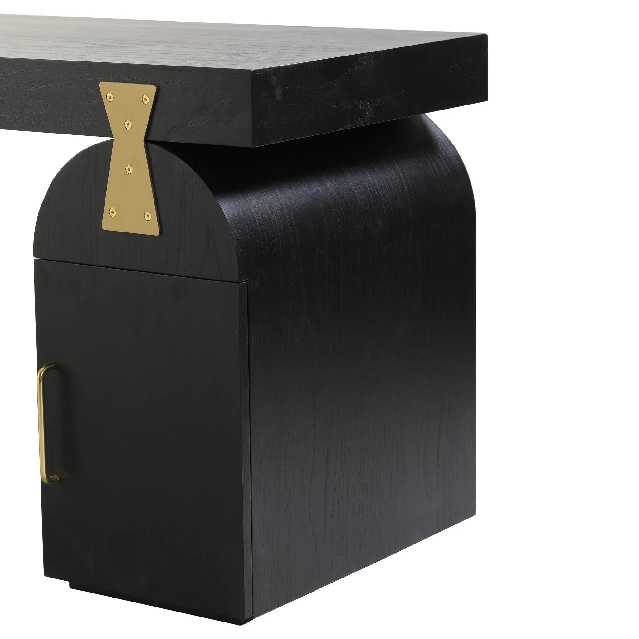 Broady 1.55m New Elm Home Office Desk - Full Black - Furniture Castle
