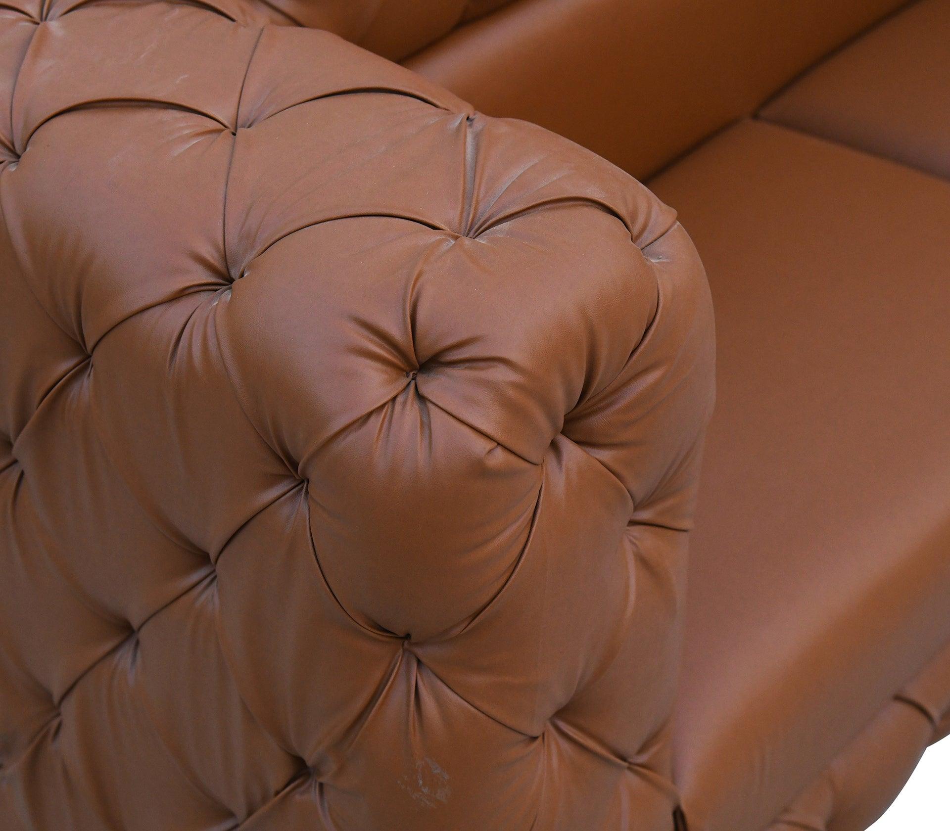 Brownie Candy Sofa Set 3+1+1 With Golden Legs - Furniture Castle