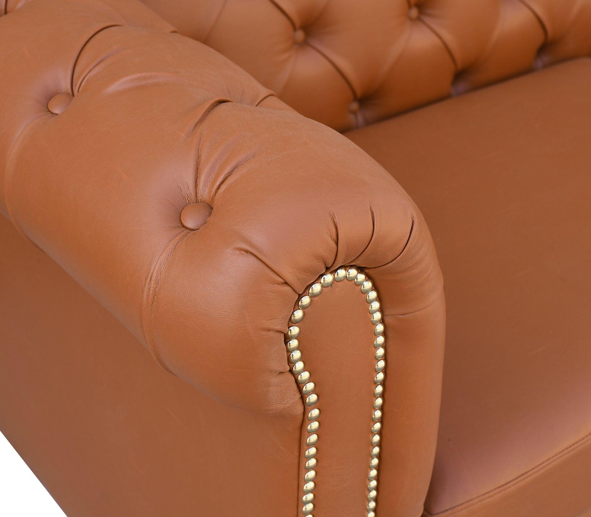 Brownie Light Sofa Set 3+1+1 With Golden Legs - Furniture Castle