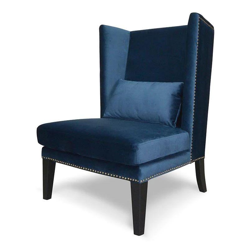 California Lounge Chair in Navy Velvet - Furniture Castle