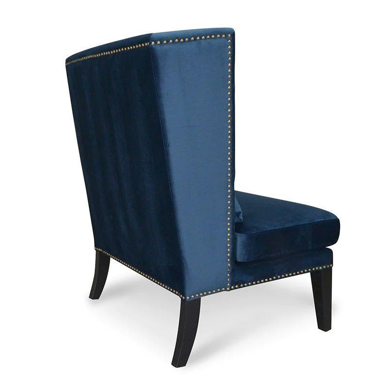 California Lounge Chair in Navy Velvet - Furniture Castle