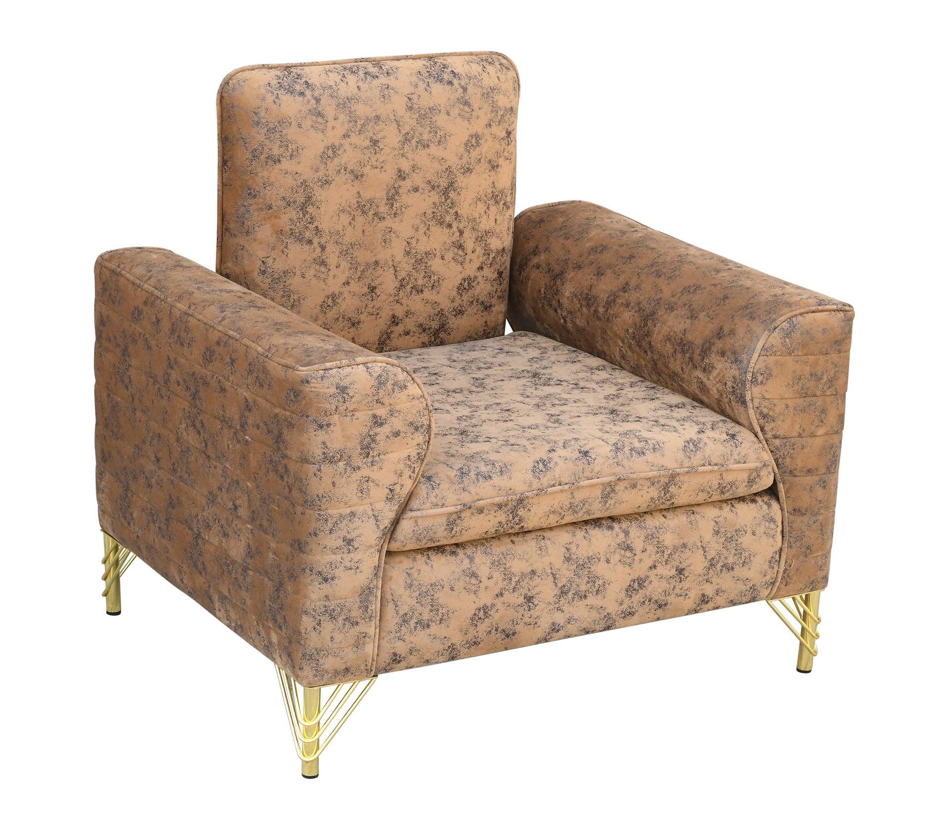 Caramel Cream Sofa Set 3+1+1 With Golden Legs - Furniture Castle
