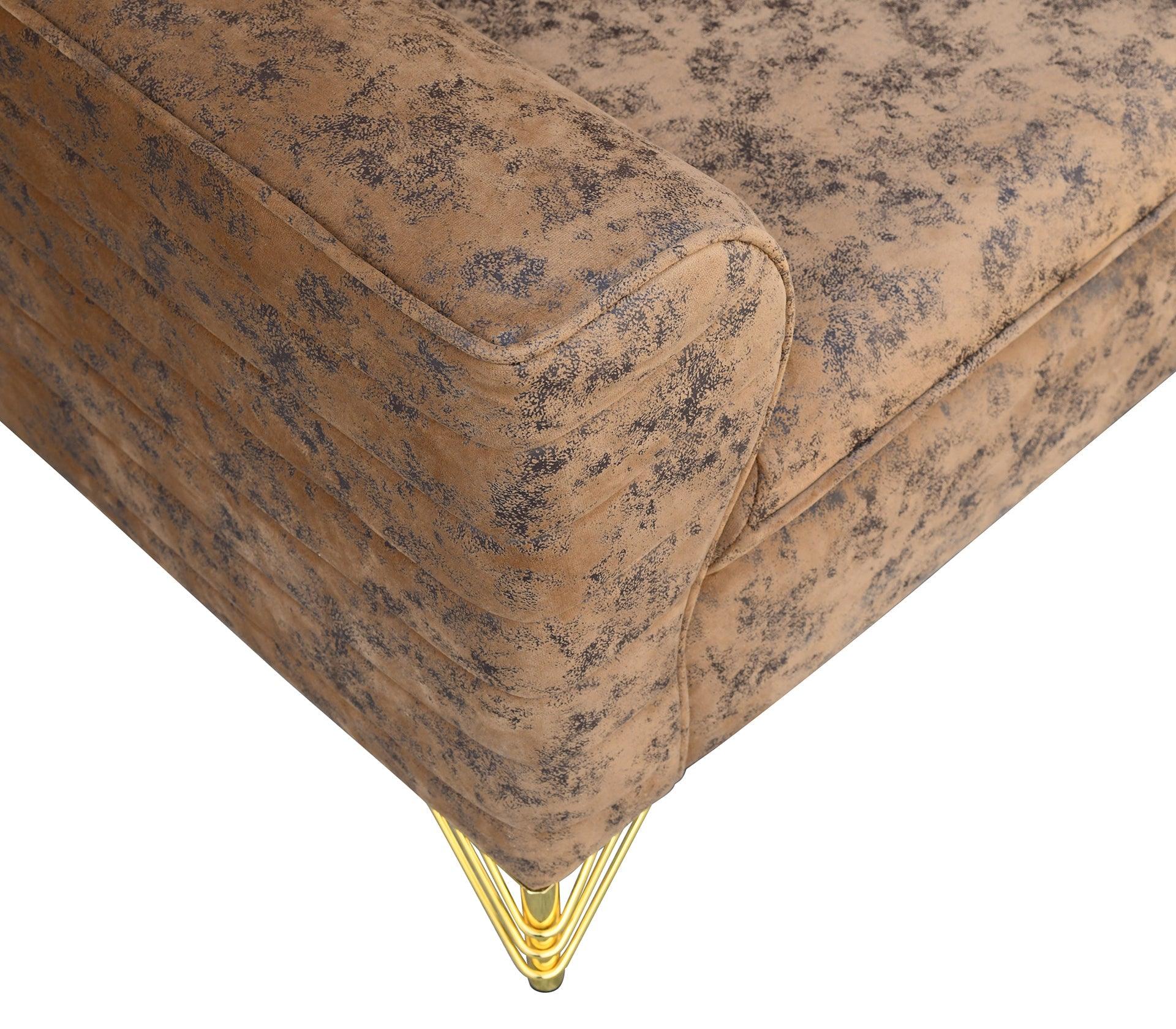 Caramel Cream Sofa Set 3+1+1 With Golden Legs - Furniture Castle
