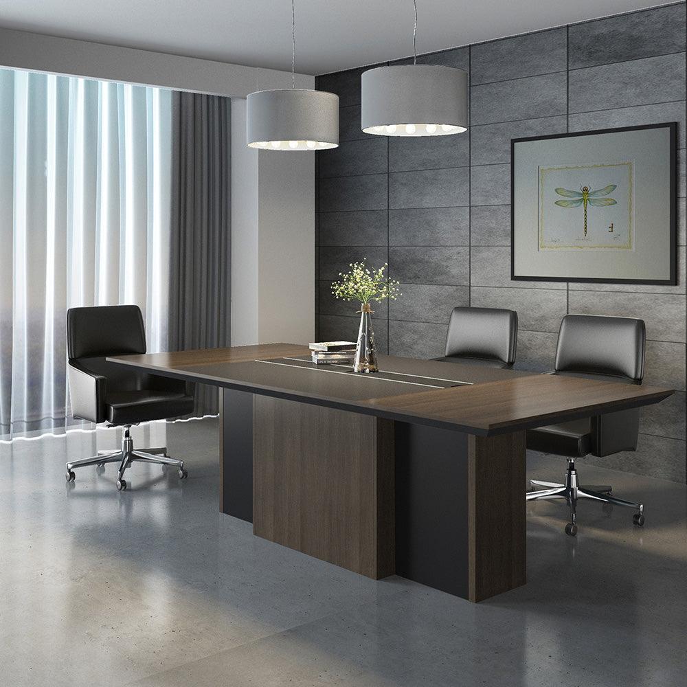 CARTER Boardroom Table 2.4M - Coffee & Charcoal - Furniture Castle