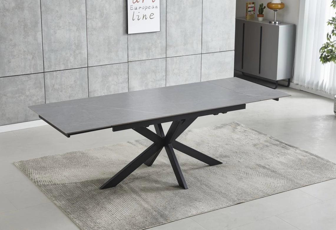 Castlin Extension Dining Table Bulgarian Grey Ceramic - Furniture Castle