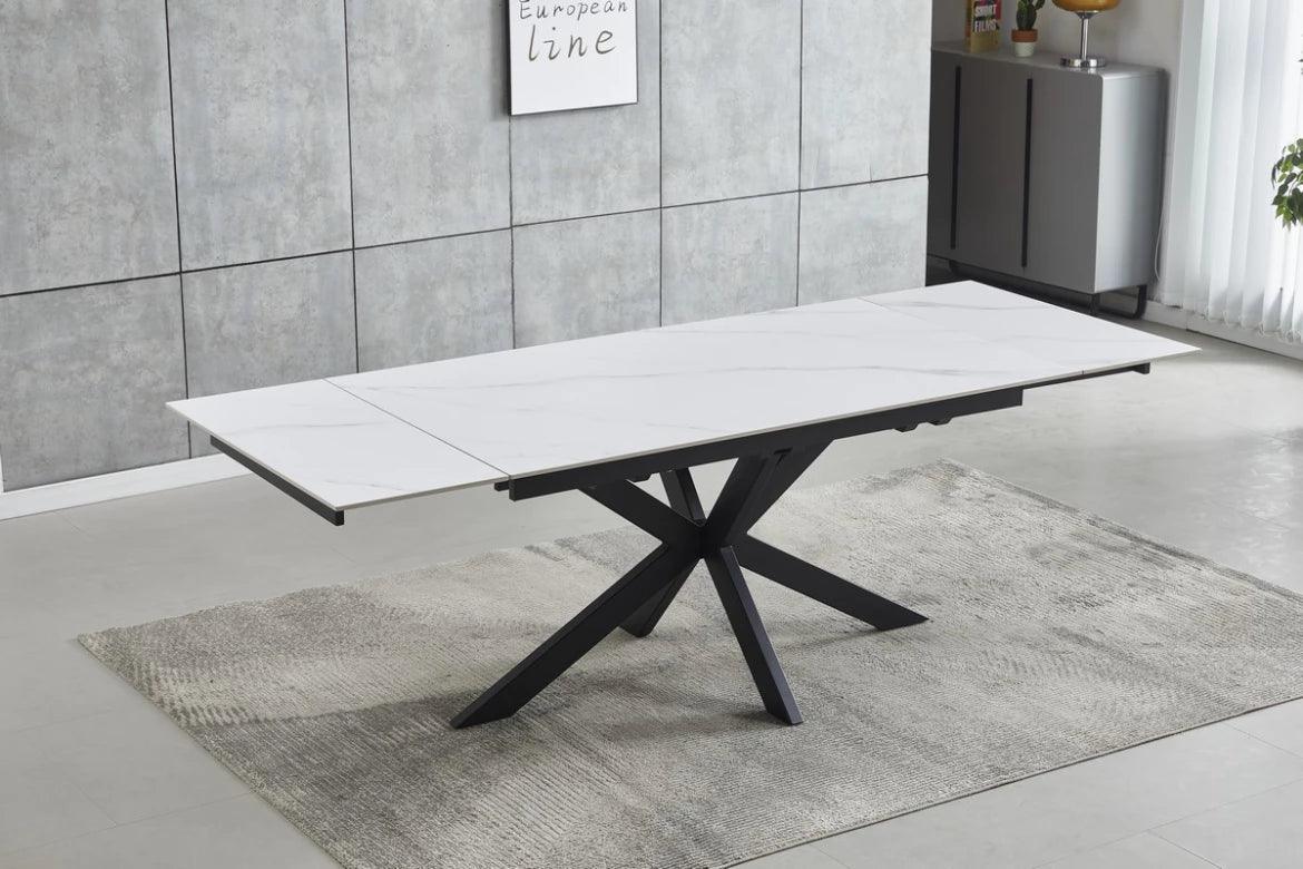 Castlin Extension Dining Table Snow White - Furniture Castle