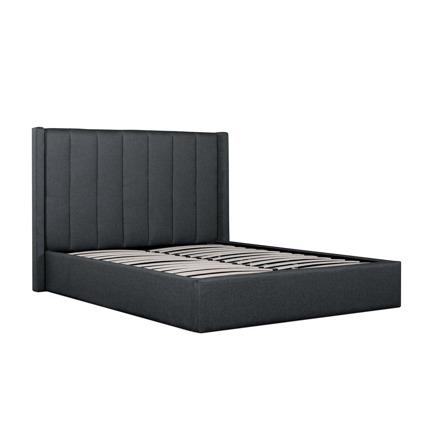 CBD6021-YO - Fabric King Bed in Charcoal Grey with Storage - Furniture Castle
