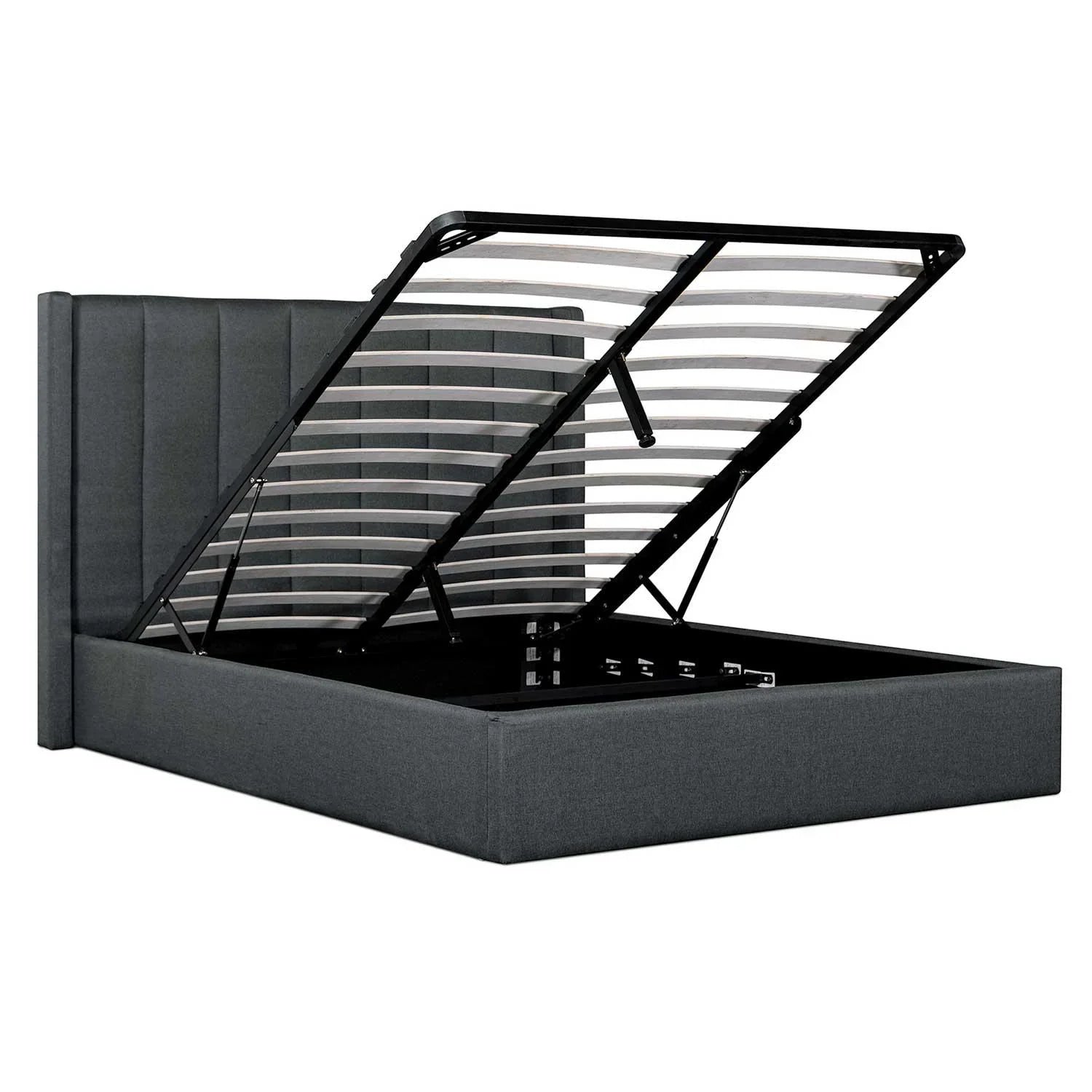 CBD6021-YO - Fabric King Bed in Charcoal Grey with Storage - Furniture Castle
