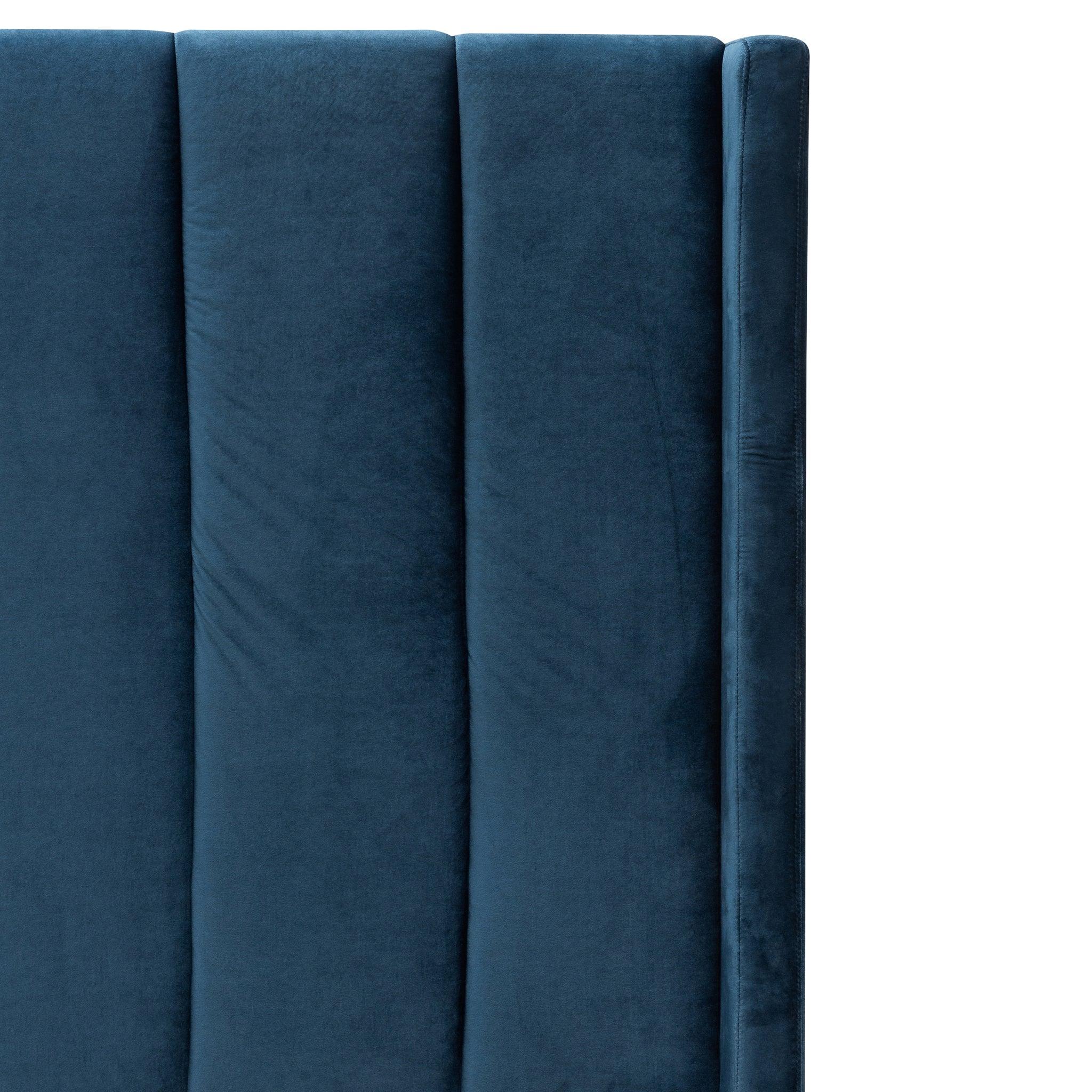 CBD6023-YO King Bed Frame - Teal Navy Velvet with Storage - Furniture Castle