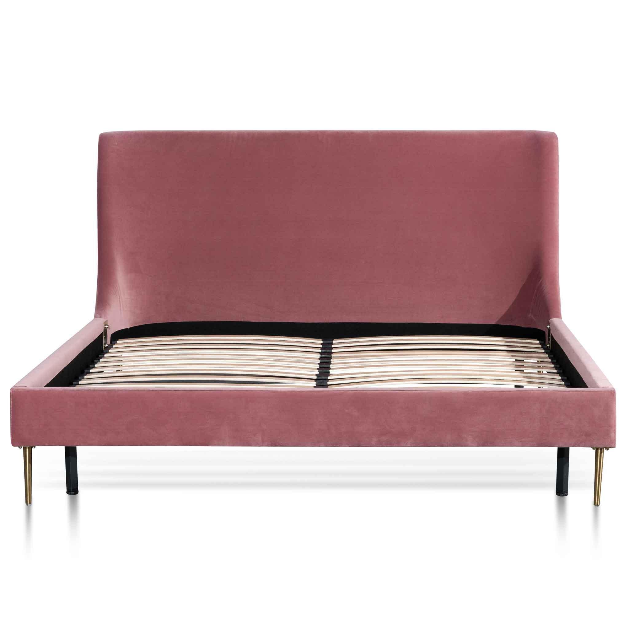 CBD6283-MI King Bed Frame - Blush Peach Velvet - Furniture Castle