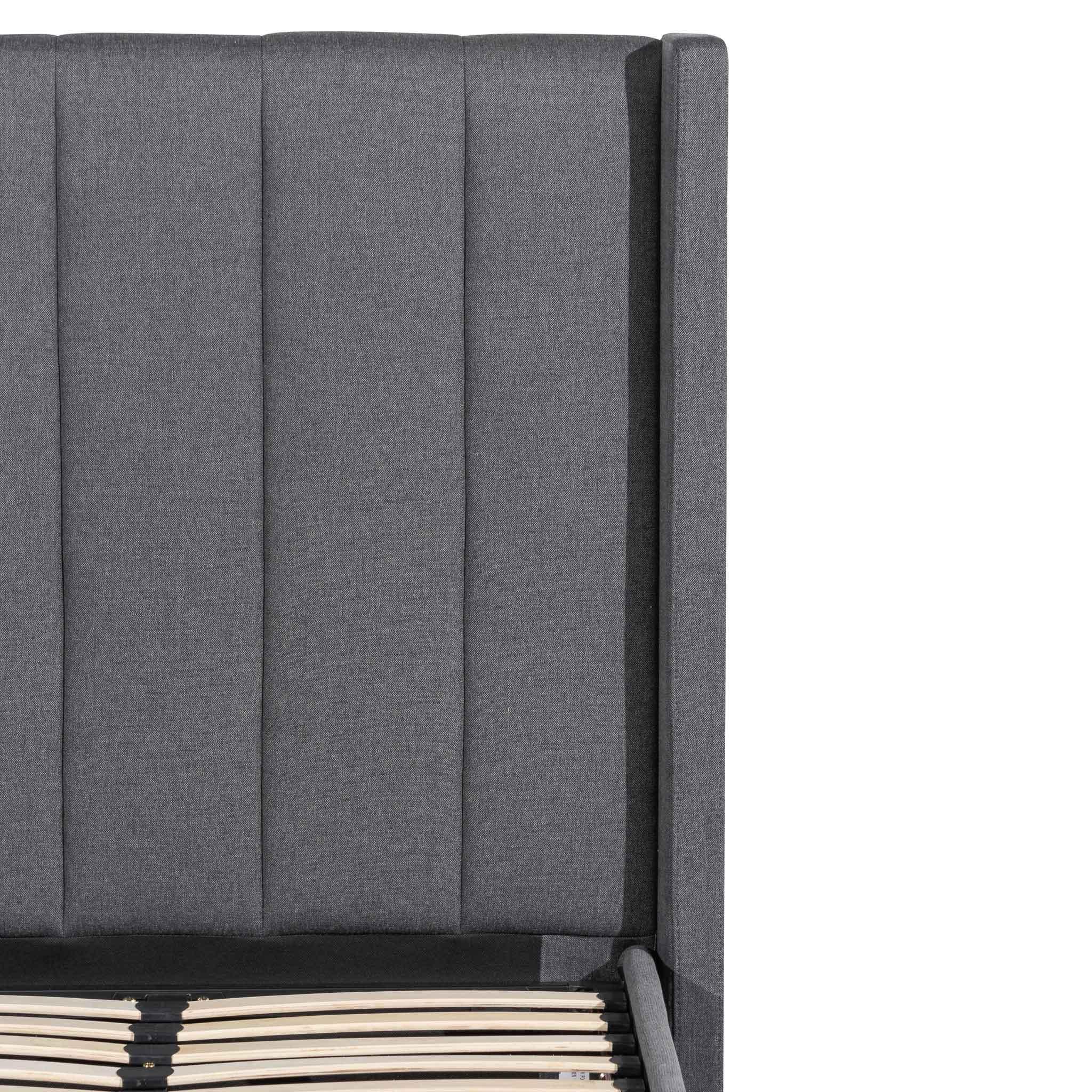 CBD6358-YO Fabric Single Bed Frame - Charcoal Grey with Storage - Furniture Castle