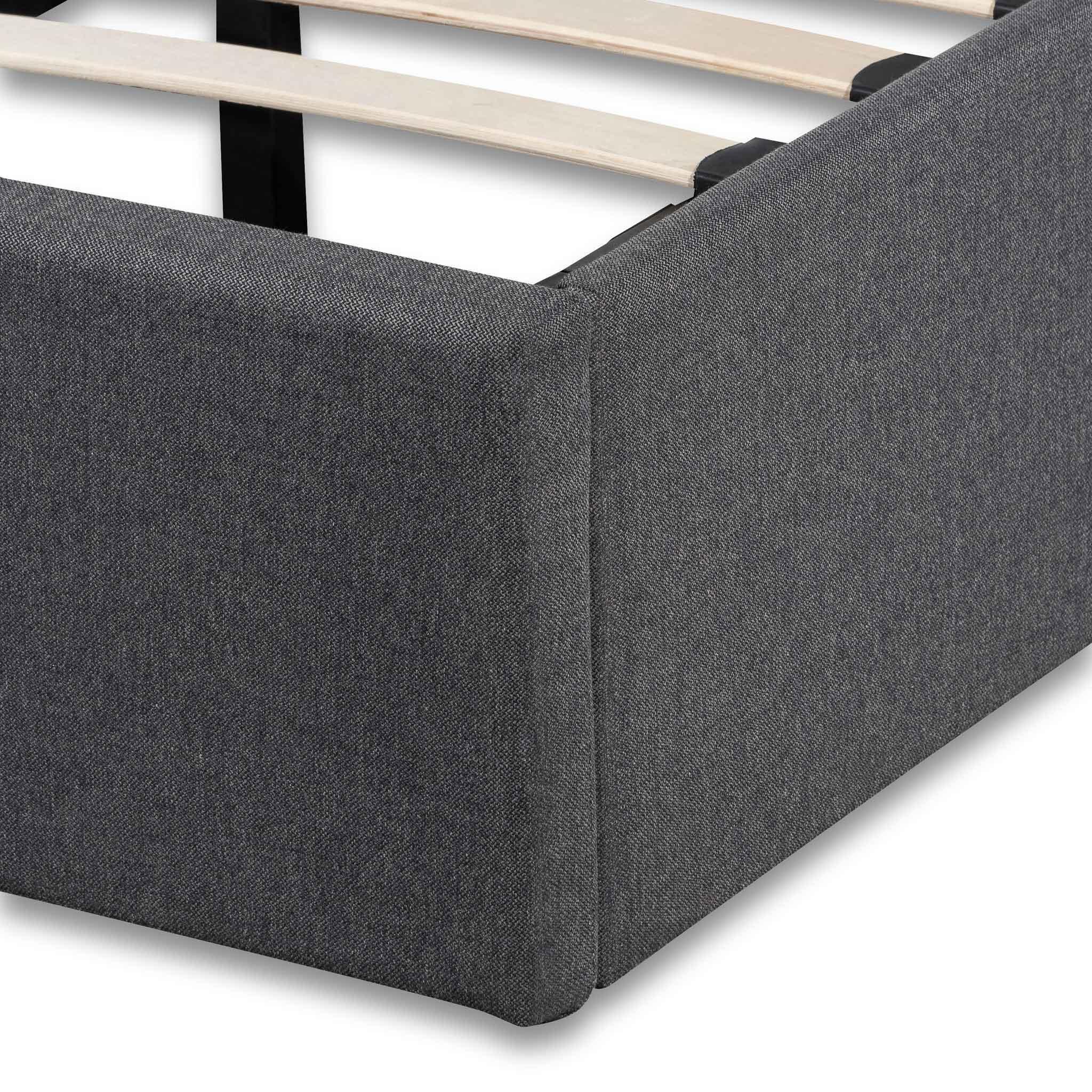 CBD6358-YO Fabric Single Bed Frame - Charcoal Grey with Storage - Furniture Castle