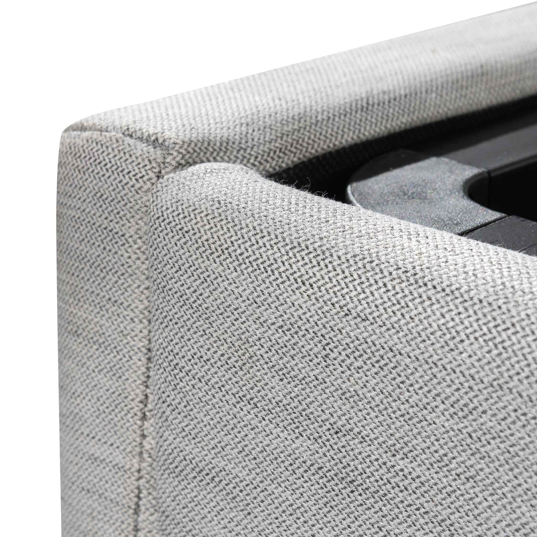 CBD6359-YO Fabric Single Bed Frame - Pearl Grey with Storage - Furniture Castle