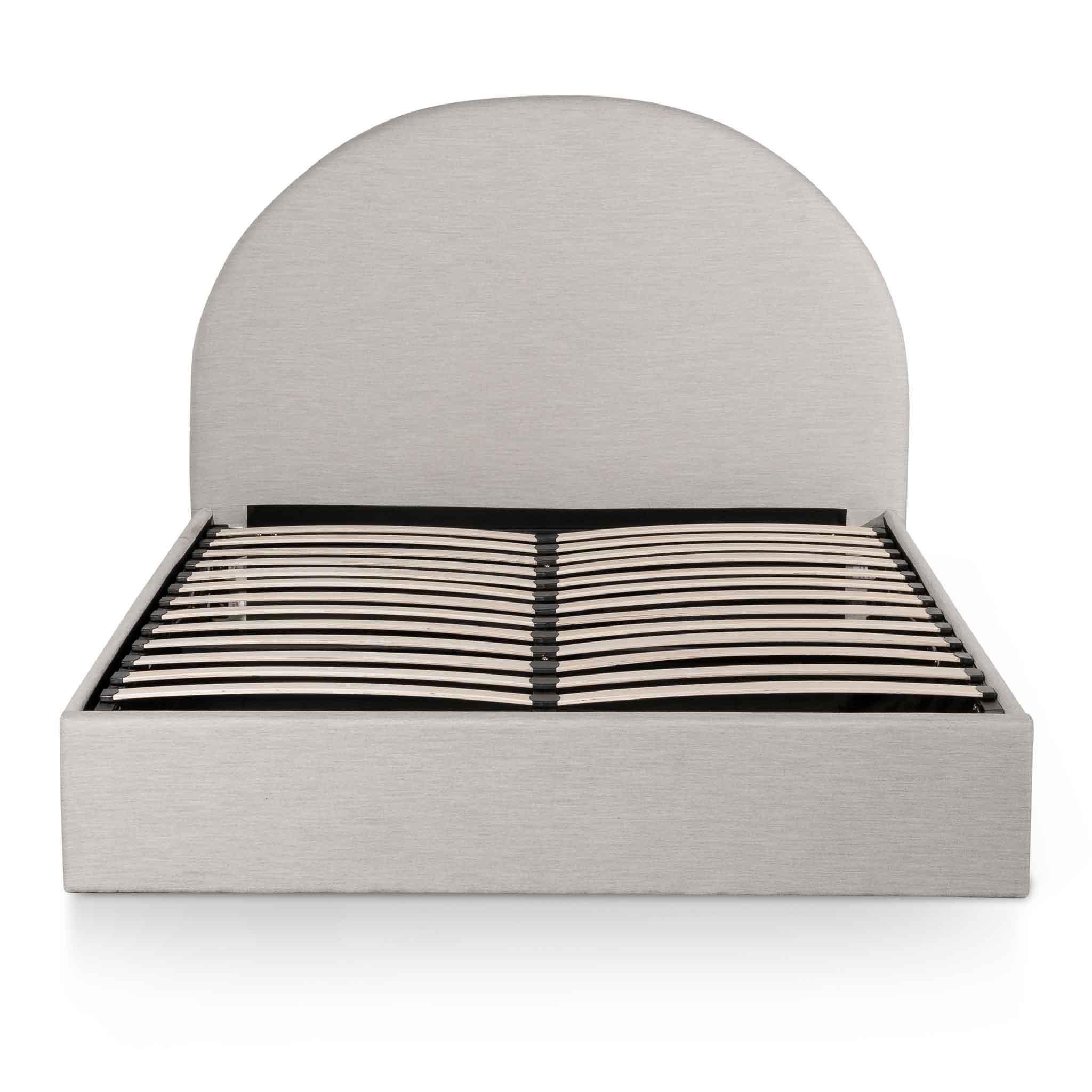 CBD6575-YO Fabric Queen Bed - Pearl Grey with Storage - Furniture Castle