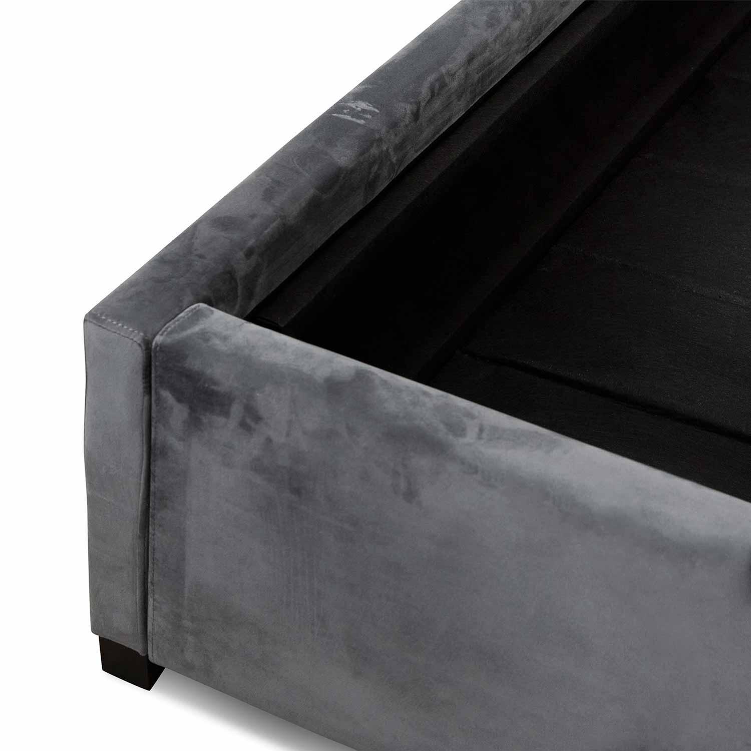 CBD6585-MI King Bed Frame - Charcoal Velvet with Storage - Furniture Castle