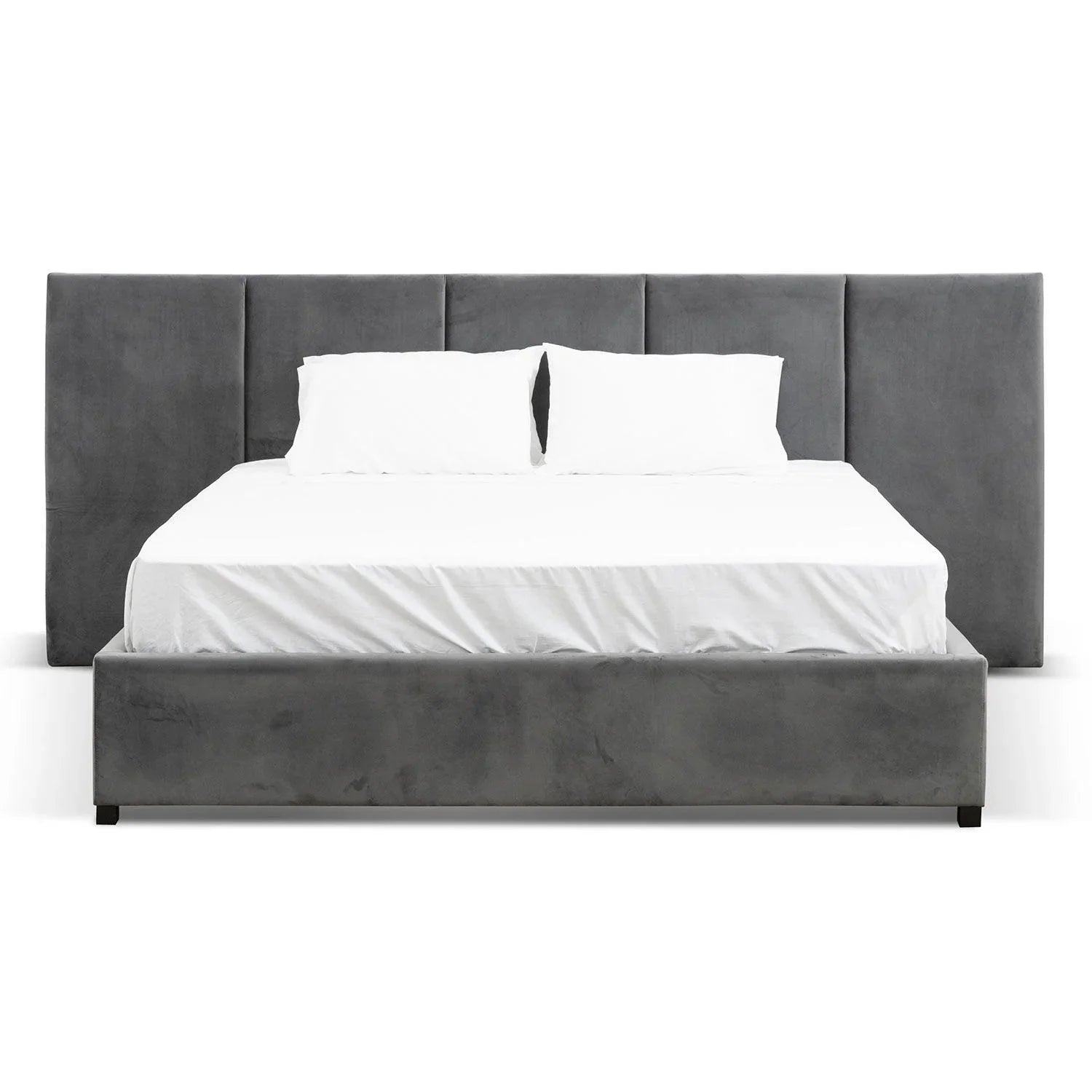 CBD6585-MI King Bed Frame - Charcoal Velvet with Storage - Furniture Castle