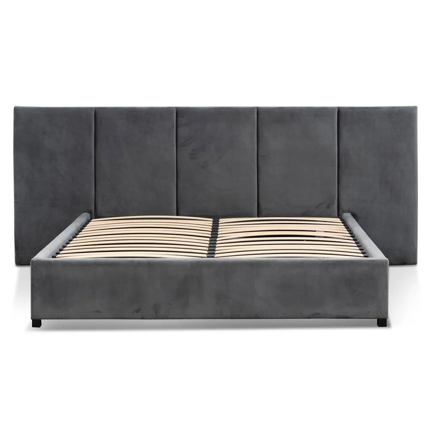 CBD6585-MI King Bed Frame - Charcoal Velvet with Storage - Furniture Castle