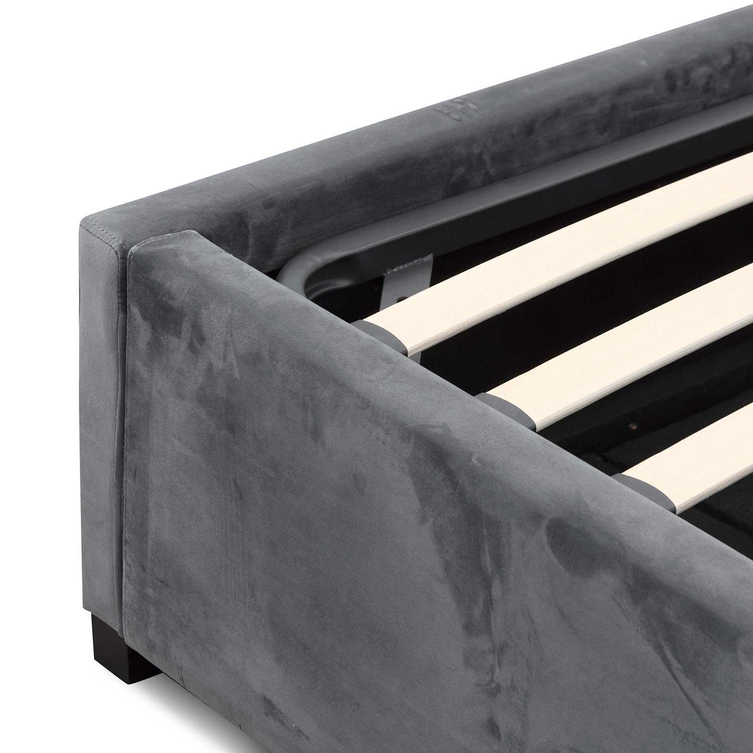 CBD6585-MI King Bed Frame - Charcoal Velvet with Storage - Furniture Castle