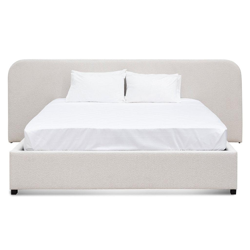 CBD6843-MI King Sized Bed Frame - Snow Boucle with Storage - Furniture Castle