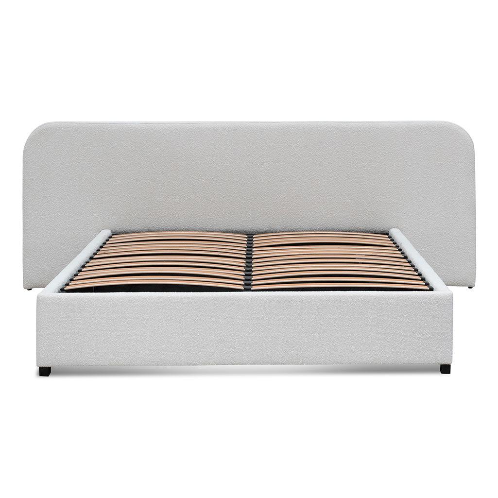 CBD6843-MI King Sized Bed Frame - Snow Boucle with Storage - Furniture Castle