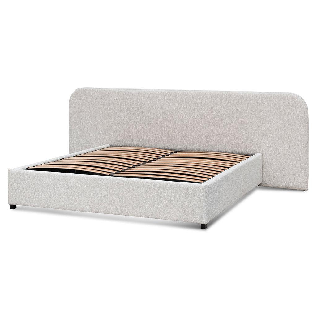 CBD6843-MI King Sized Bed Frame - Snow Boucle with Storage - Furniture Castle