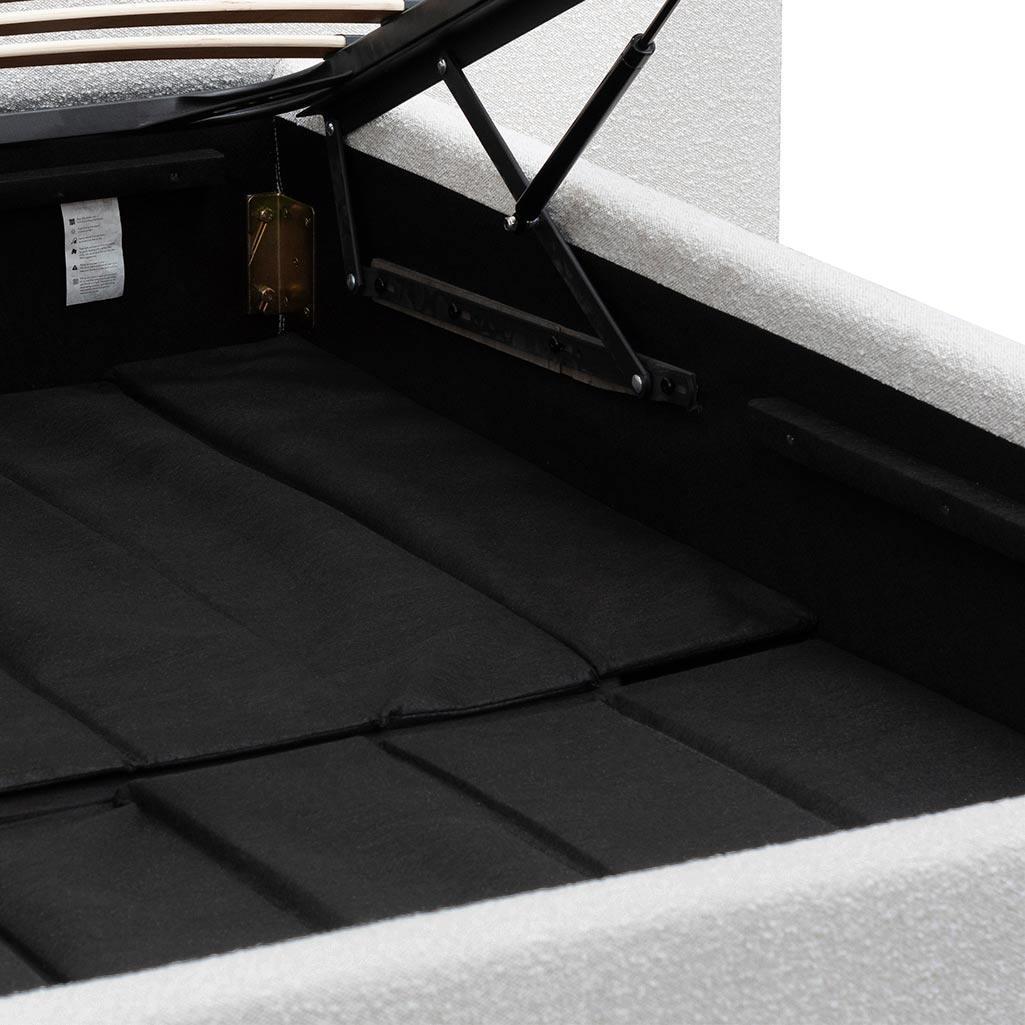 CBD6843-MI King Sized Bed Frame - Snow Boucle with Storage - Furniture Castle