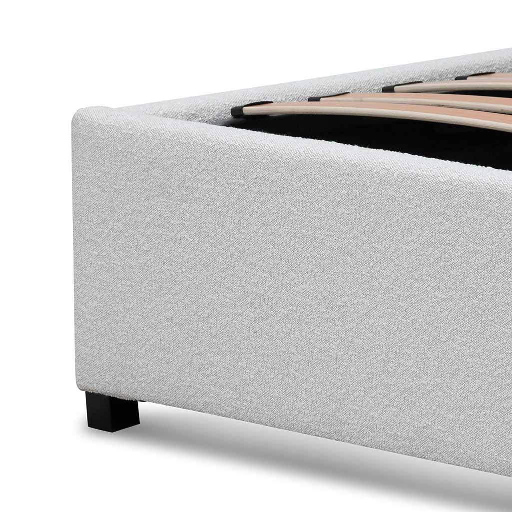 CBD6843-MI King Sized Bed Frame - Snow Boucle with Storage - Furniture Castle