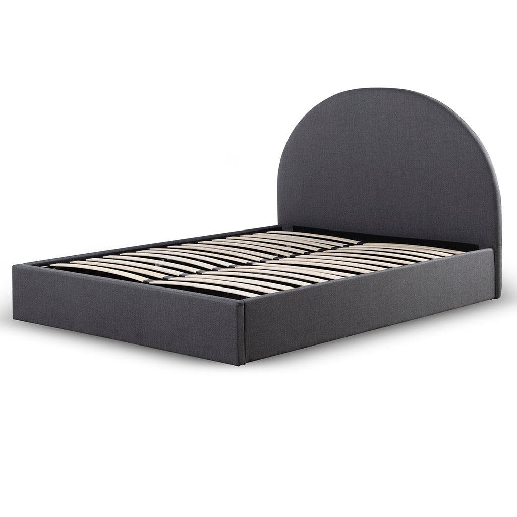 CBD6895-YO Fabric Queen Sized Bed Frame - Charcoal Grey with Storage - Furniture Castle