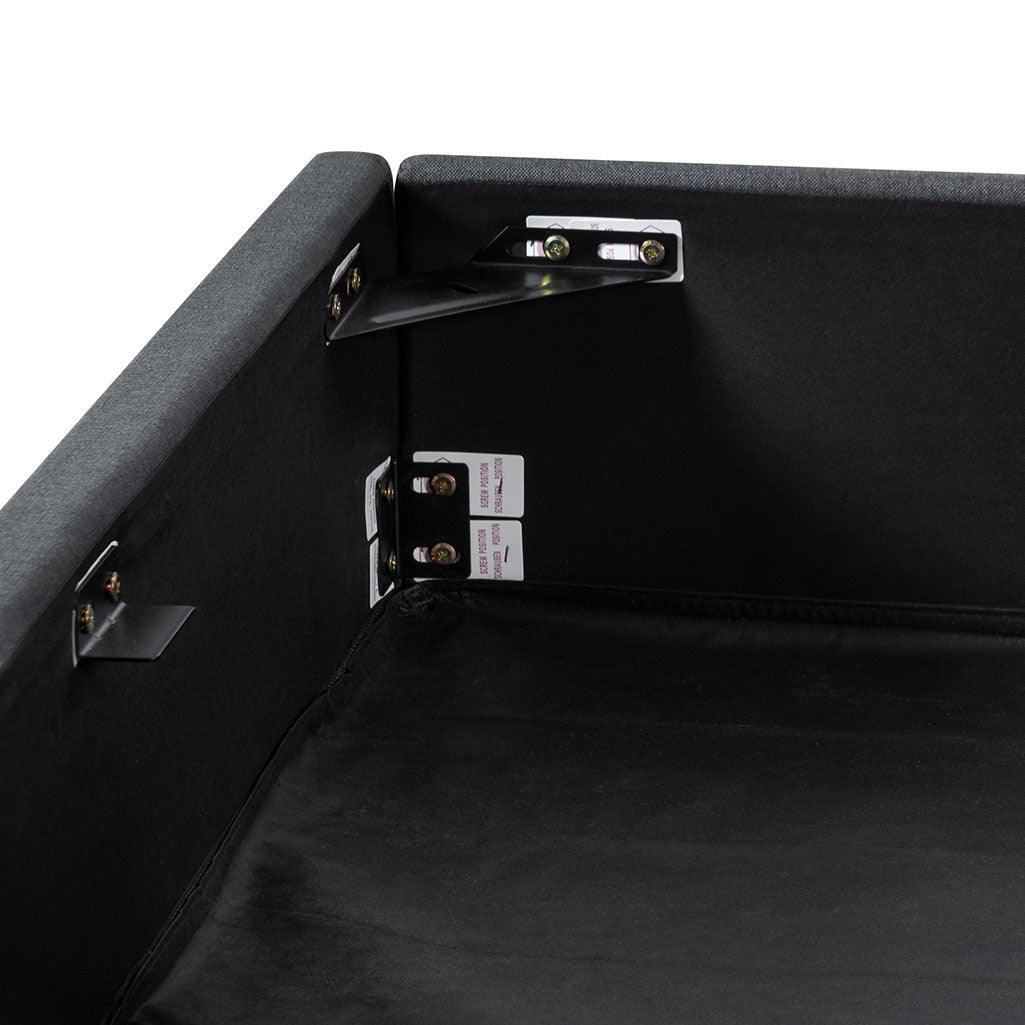 CBD6895-YO Fabric Queen Sized Bed Frame - Charcoal Grey with Storage - Furniture Castle