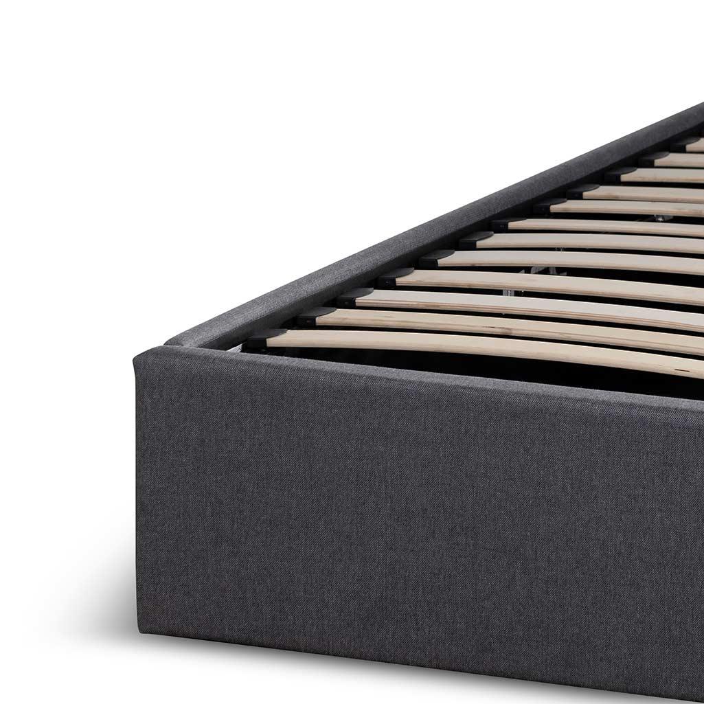 CBD6895-YO Fabric Queen Sized Bed Frame - Charcoal Grey with Storage - Furniture Castle