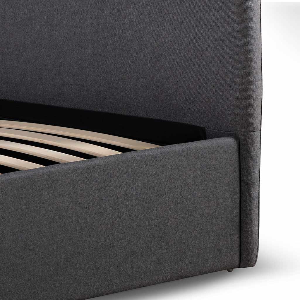 CBD6895-YO Fabric Queen Sized Bed Frame - Charcoal Grey with Storage - Furniture Castle