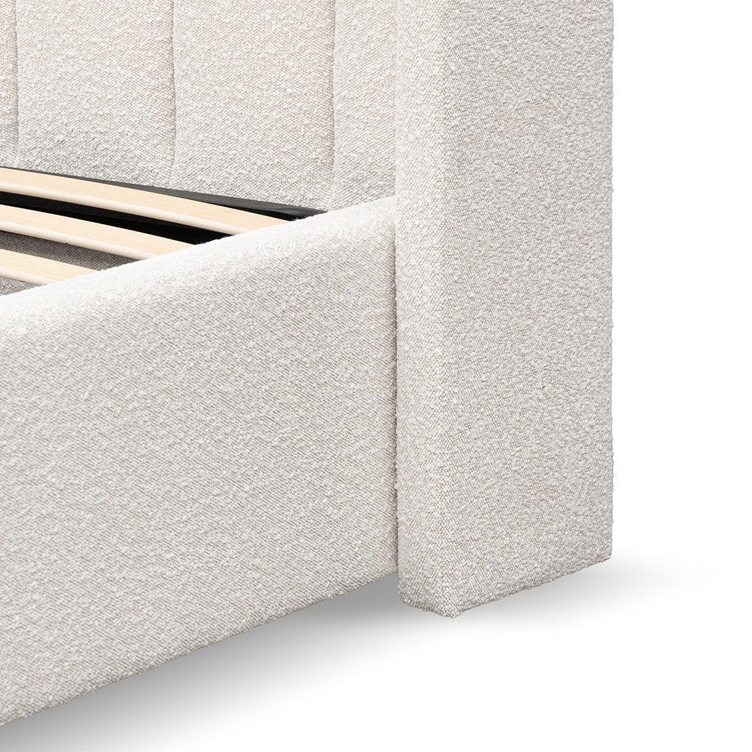 CBD6929-MI Wide Base King Sized Bed Frame - Snow Boucle - Furniture Castle