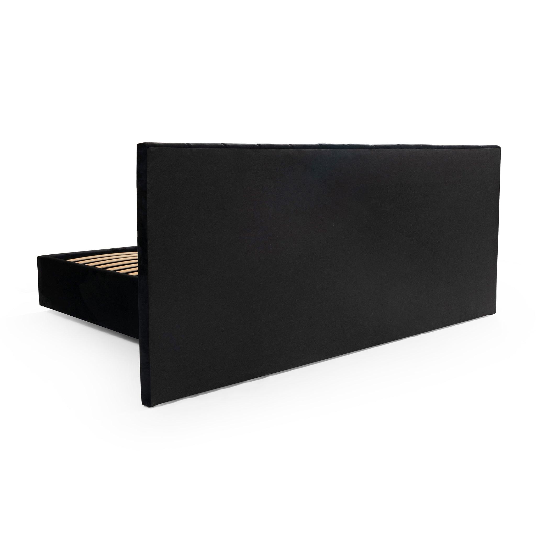 CBD6932-MI Wide Base King Sized Bed Frame - Black Velvet with Storage - Furniture Castle